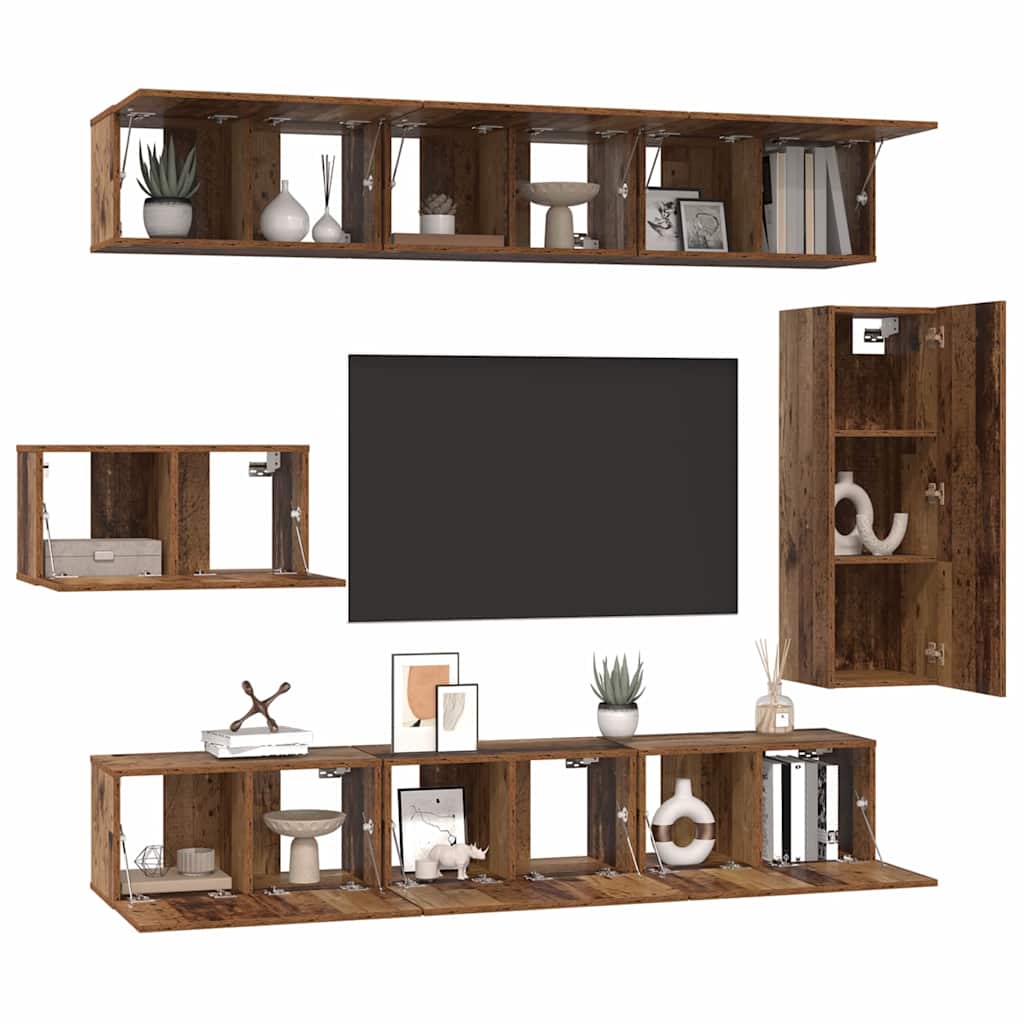 TV-Schrankset Wandmontiert 8 pcs Altholz Holzwerkstoff