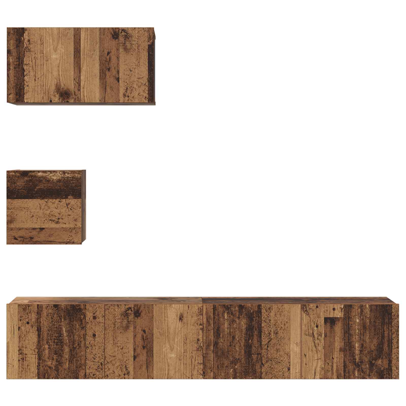 TV-Schrankset Wandmontiert 3 pcs Altholz Holzwerkstoff