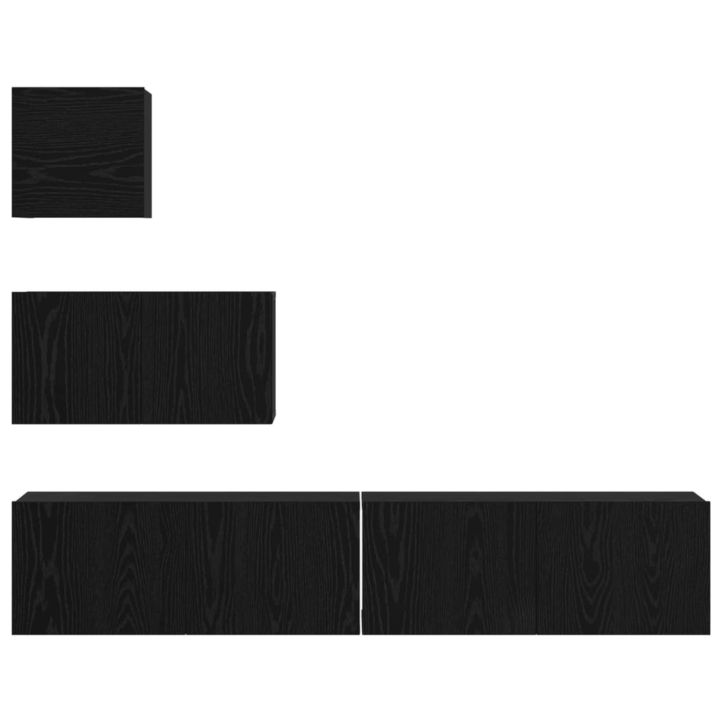 TV-Schrankset 3 pcs Schwarz Eichen-Optik Holzwerkstoff