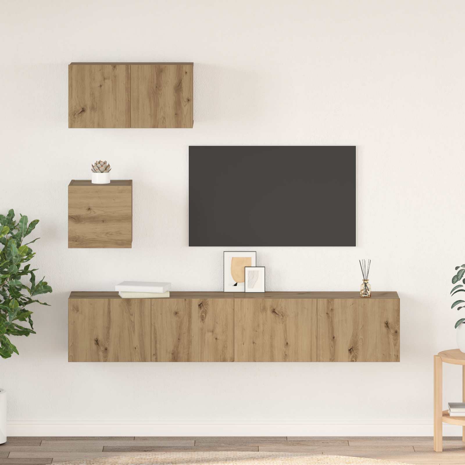 TV-Schrankset Wandmontiert 3 pcs Artisan-Eiche Holzwerkstoff