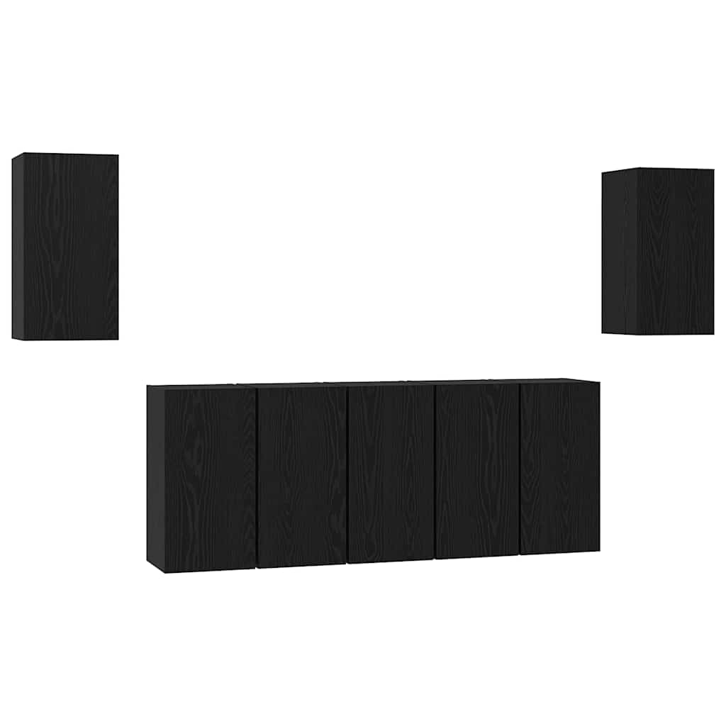 TV-Schrankset 7 pcs Schwarz Eichen-Optik 30,5 x 30 x 60 cm