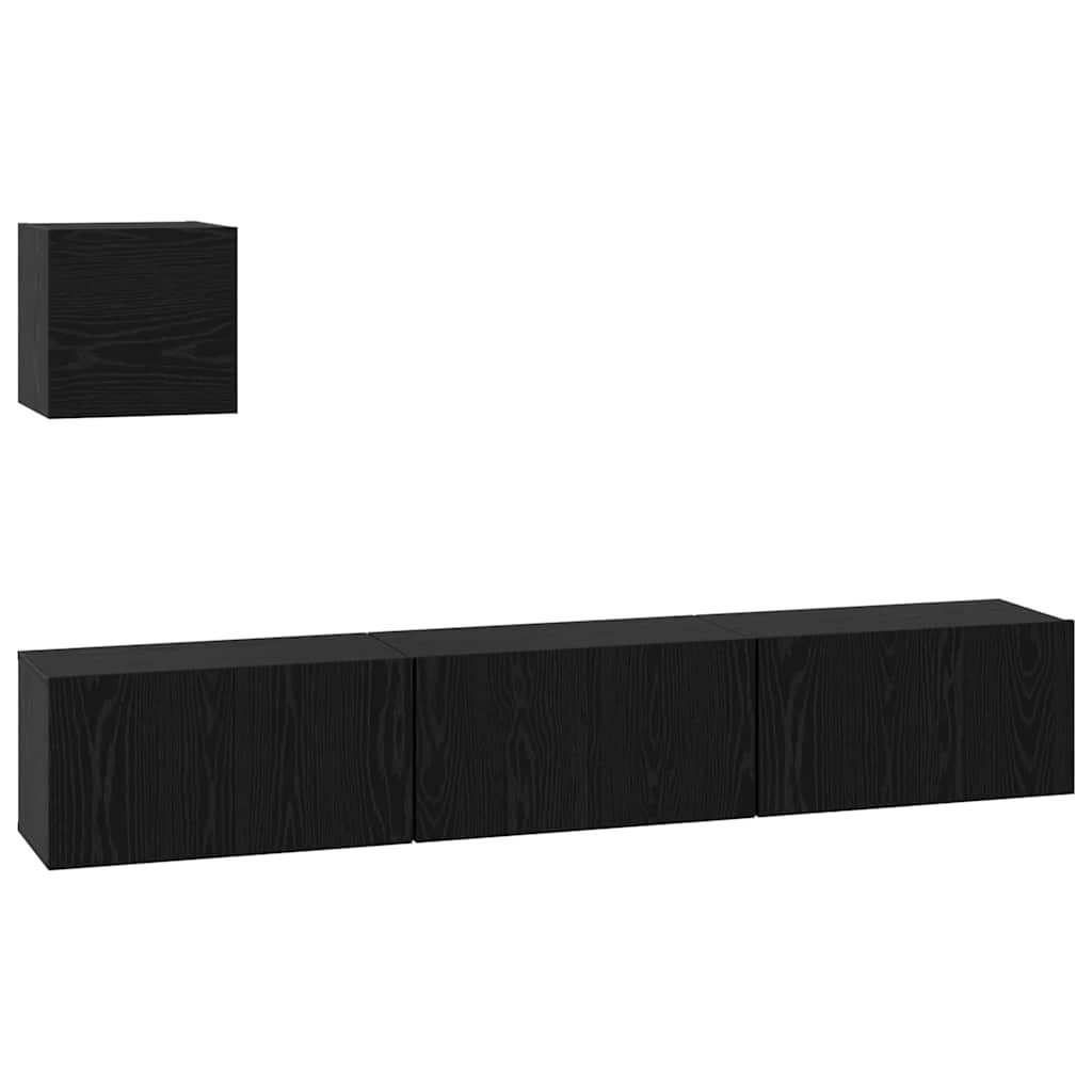 TV-Schrankset 4 pcs Schwarz Eichen-Optik Holzwerkstoff