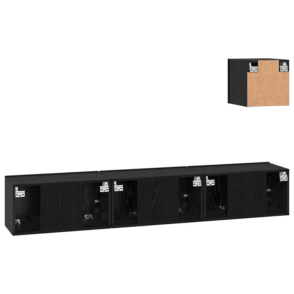 TV-Schrankset 4 pcs Schwarz Eichen-Optik Holzwerkstoff