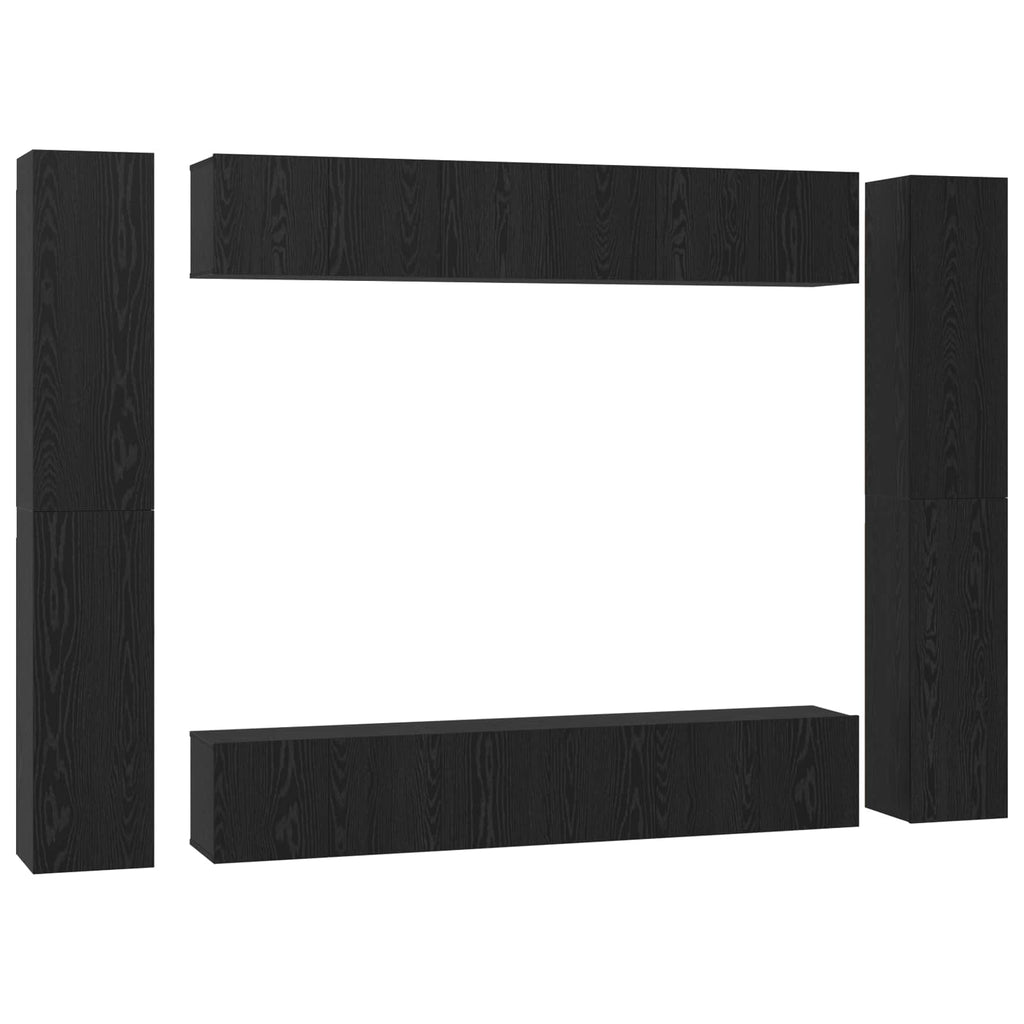 TV-Schrankset 10 pcs Schwarz Eichen-Optik Holzwerkstoff