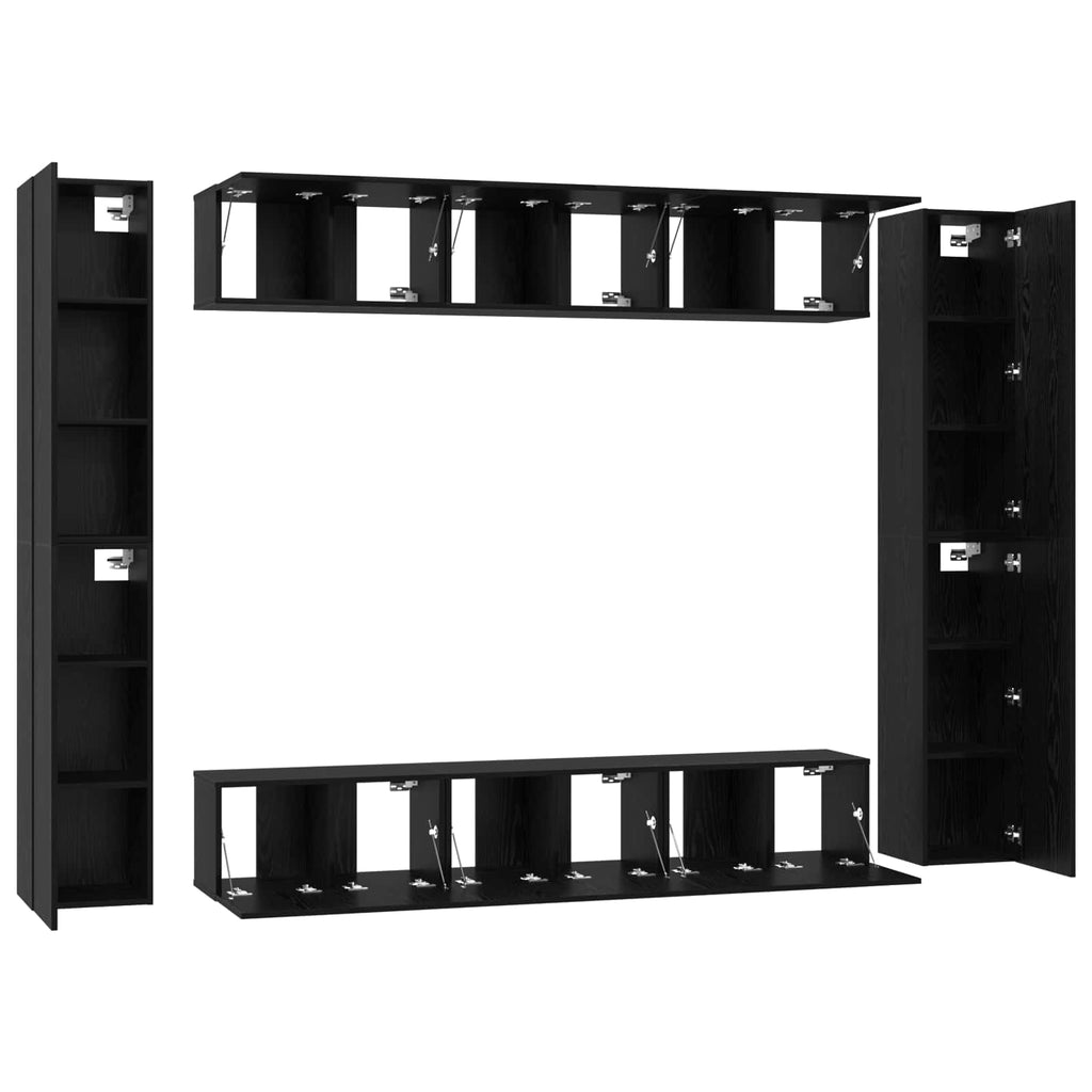 TV-Schrankset 10 pcs Schwarz Eichen-Optik Holzwerkstoff