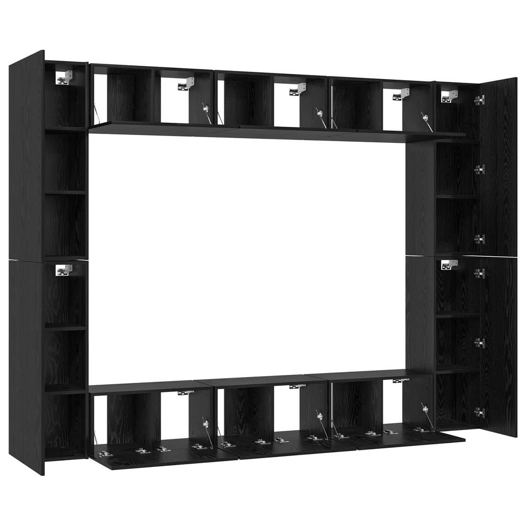 TV-Schrankset 10 pcs Schwarz Eichen-Optik Holzwerkstoff