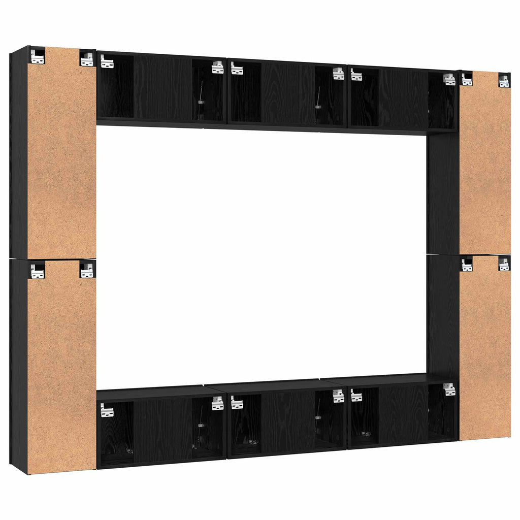 TV-Schrankset 10 pcs Schwarz Eichen-Optik Holzwerkstoff