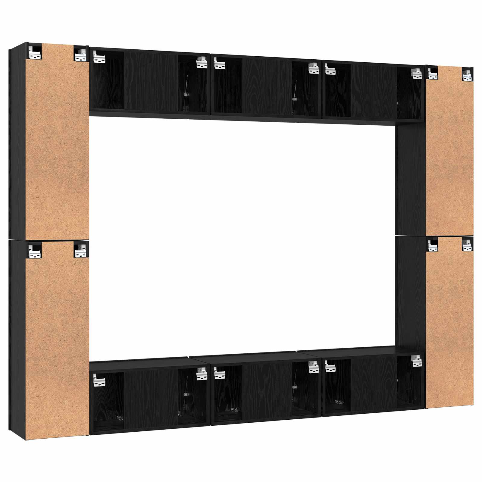 TV-Schrankset 10 pcs Schwarz Eichen-Optik Holzwerkstoff