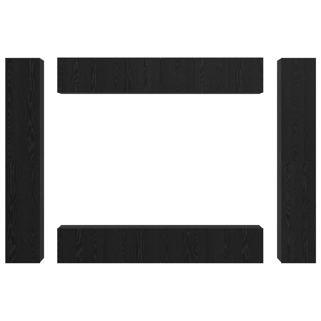 TV-Schrankset 10 pcs Schwarz Eichen-Optik Holzwerkstoff