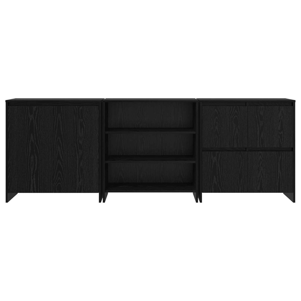 Sideboard 3 pcs Schwarz Eichen-Optik 70 x 41 x 75 cm