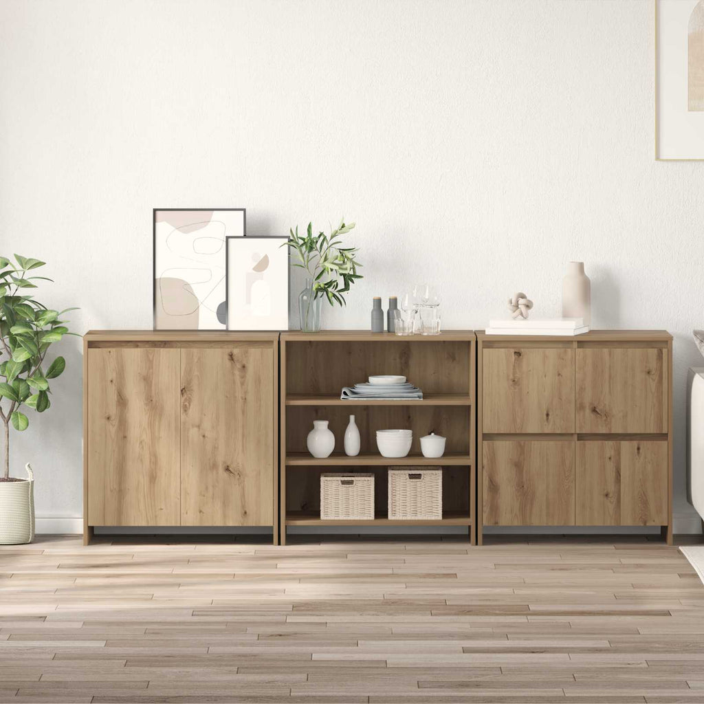 Sideboard 3 pcs Artisan-Eiche 70 x 41 x 75 cm Holzwerkstoff
