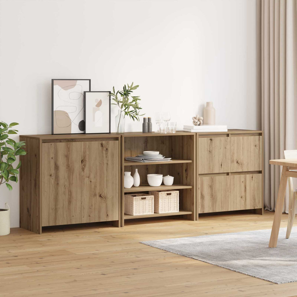 Sideboard 3 pcs Artisan-Eiche 70 x 41 x 75 cm Holzwerkstoff
