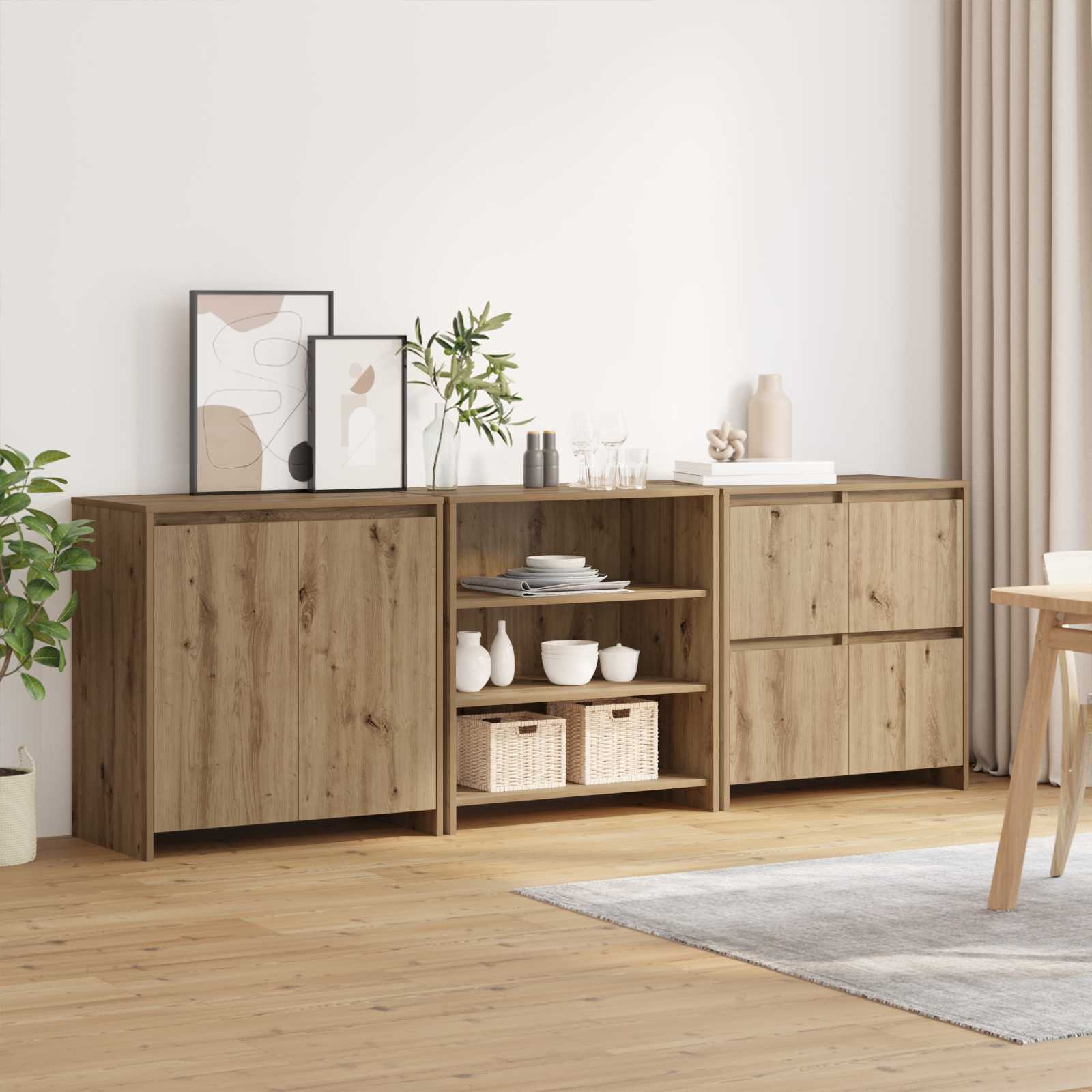 Sideboard 3 pcs Artisan-Eiche 70 x 41 x 75 cm Holzwerkstoff