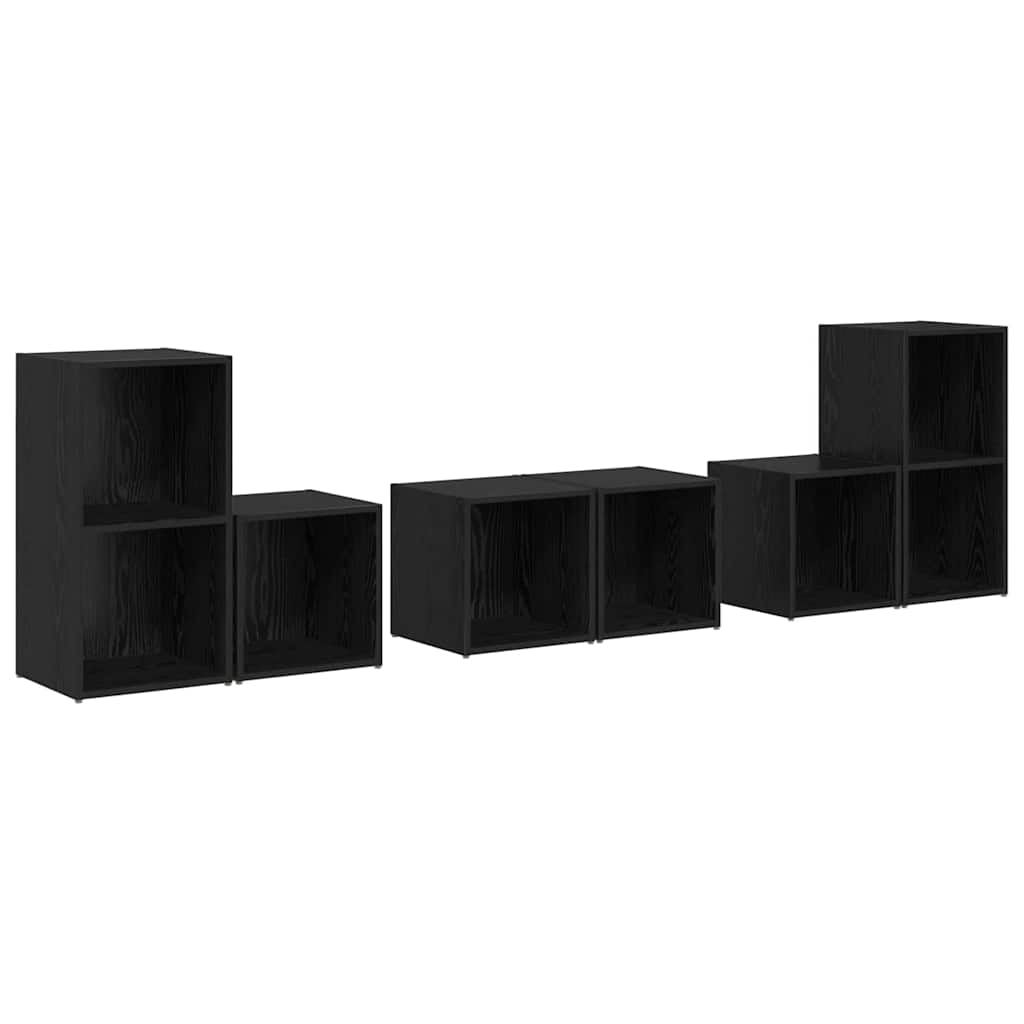 TV-Schrankset 6 pcs Schwarz Eichen-Optik Holzwerkstoff