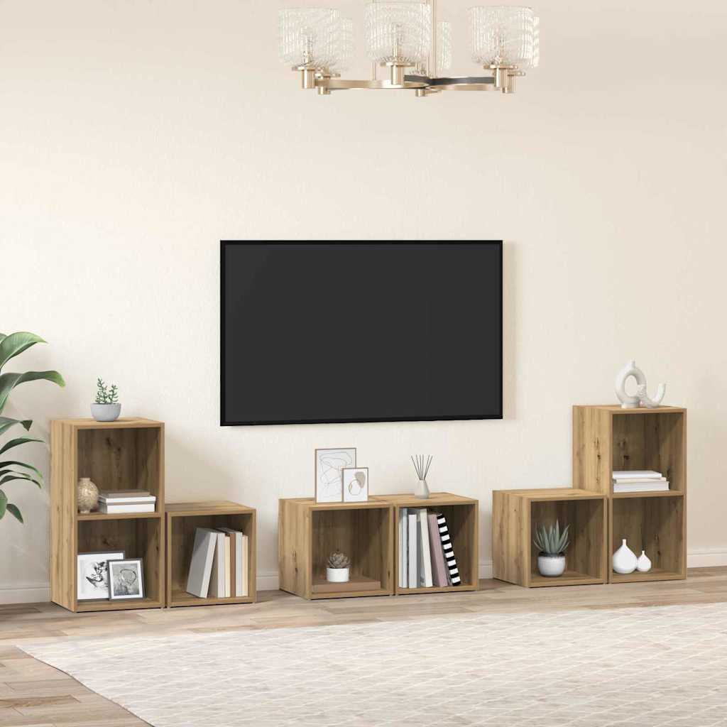 TV-Schrankset Wandmontiert 6 pcs Artisan-Eiche Holzwerkstoff