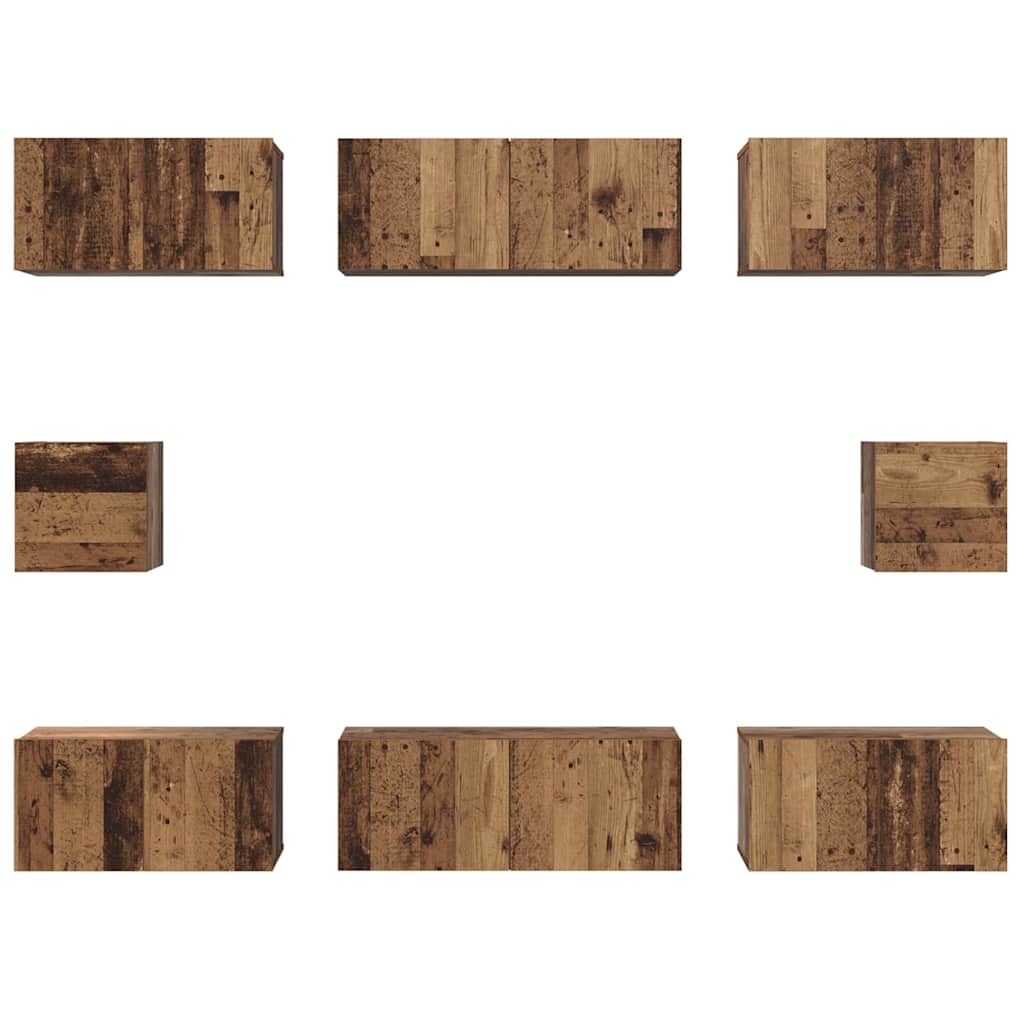 TV-Schrankset Wandmontiert 8 pcs Altholz Holzwerkstoff