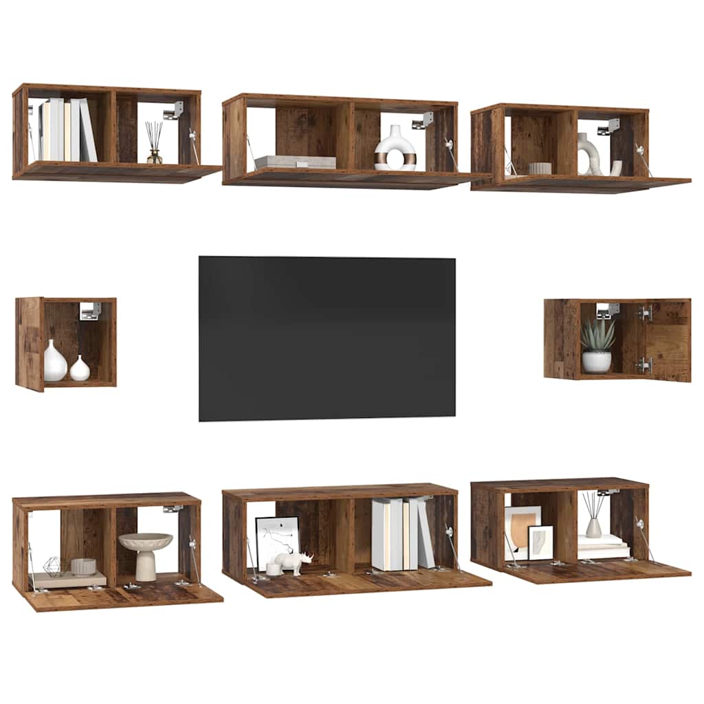 TV-Schrankset Wandmontiert 8 pcs Altholz Holzwerkstoff