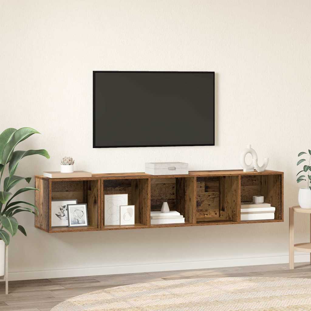 TV-Schrank Set Wandmontiert 2 pcs Altholz Holzwerkstoff