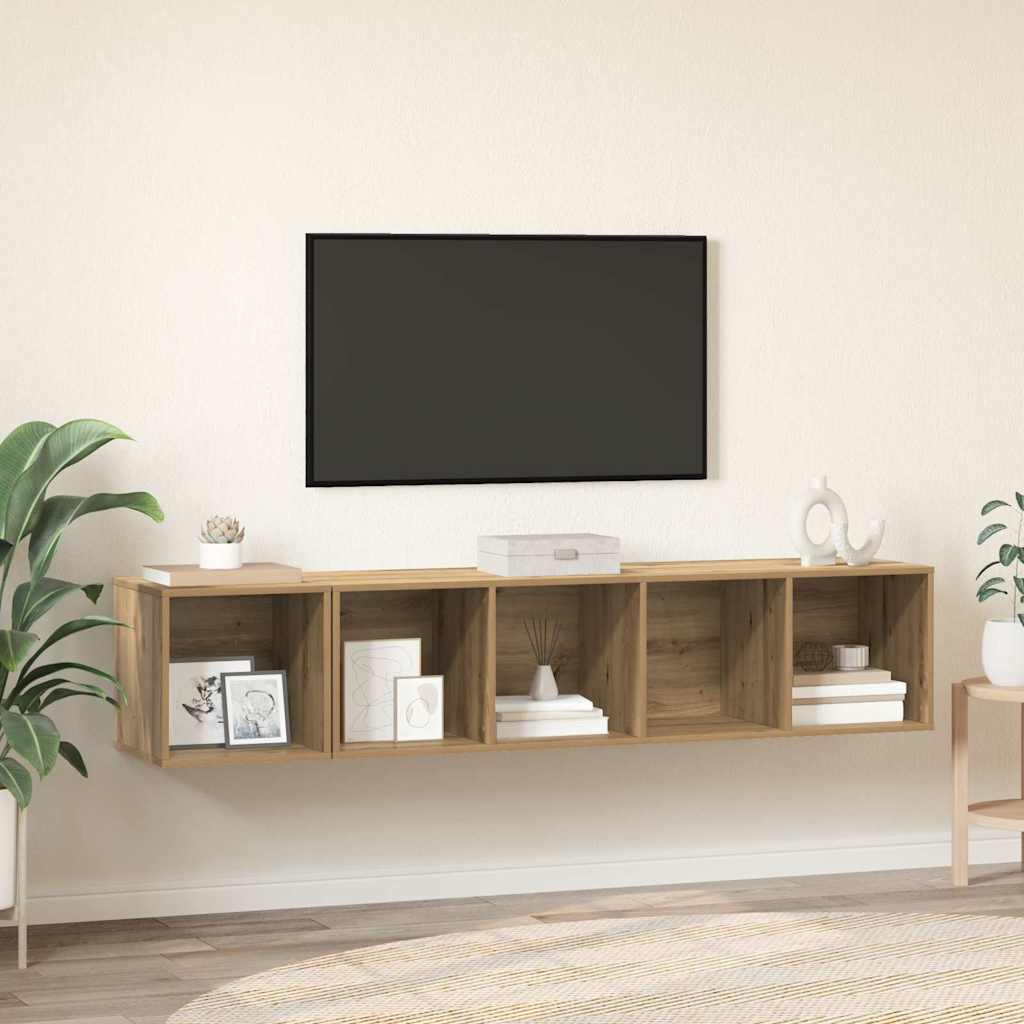 TV-Schrank Set Wandmontiert 2 pcs Artisan-Eiche Holzwerkstoff