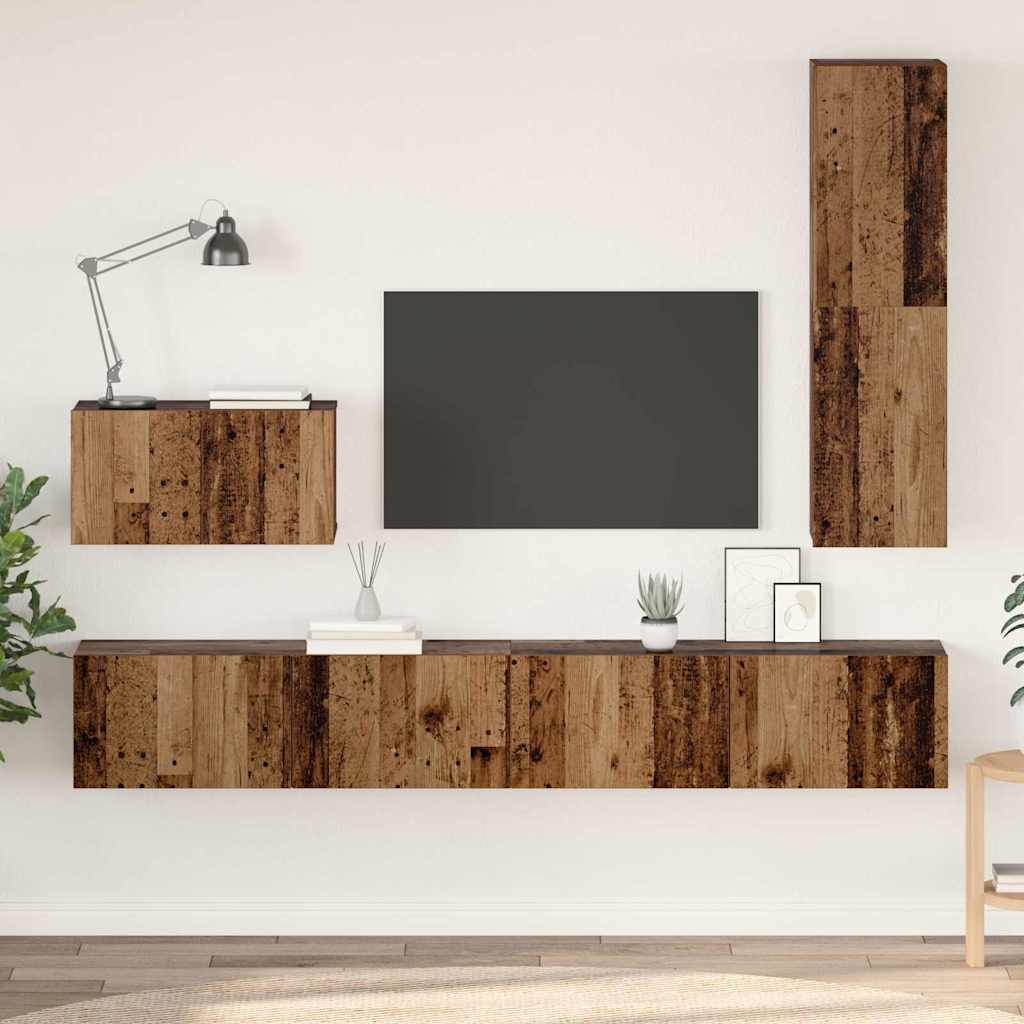 Wand-TV-Schrank Wandmontiert 4 pcs Altholz Holzwerkstoff