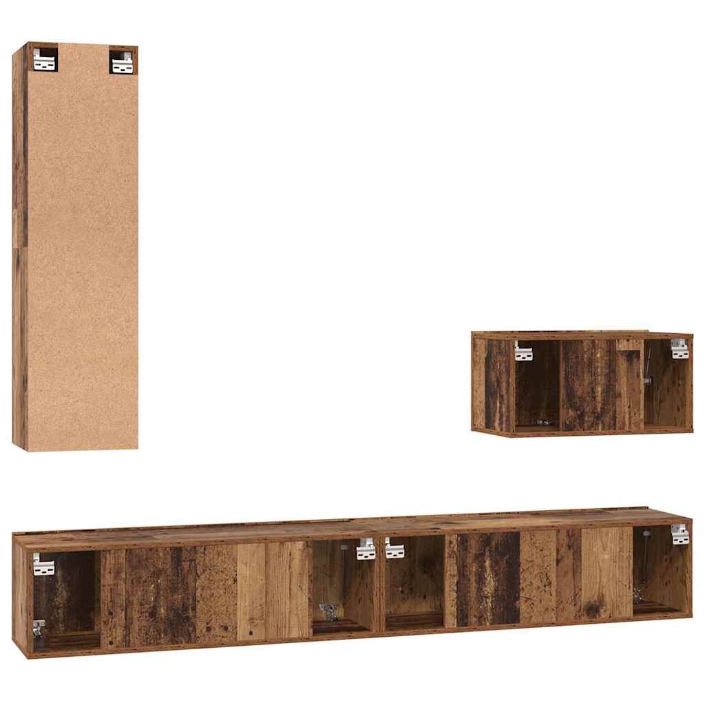 Wand-TV-Schrank Wandmontiert 4 pcs Altholz Holzwerkstoff