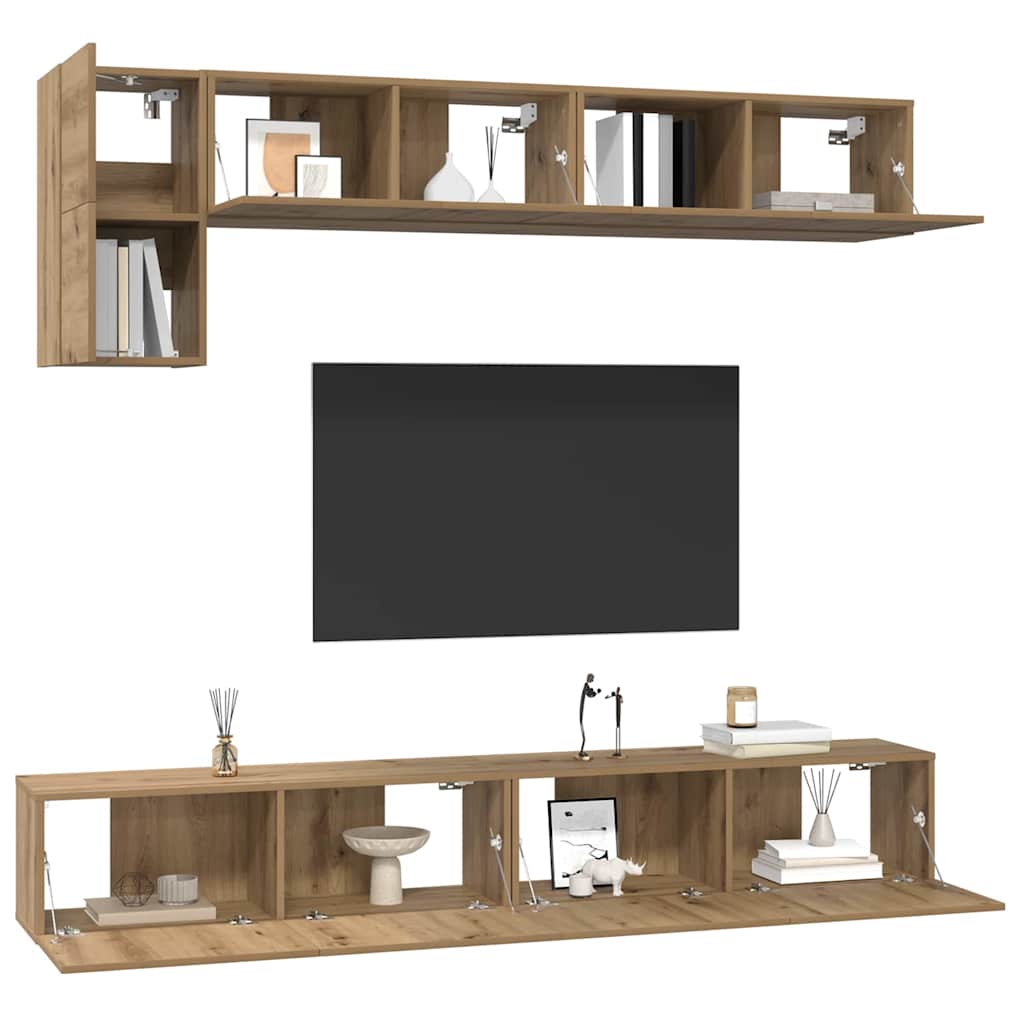 TV-Schrankset Wandmontiert 5 pcs Artisan-Eiche Holzwerkstoff