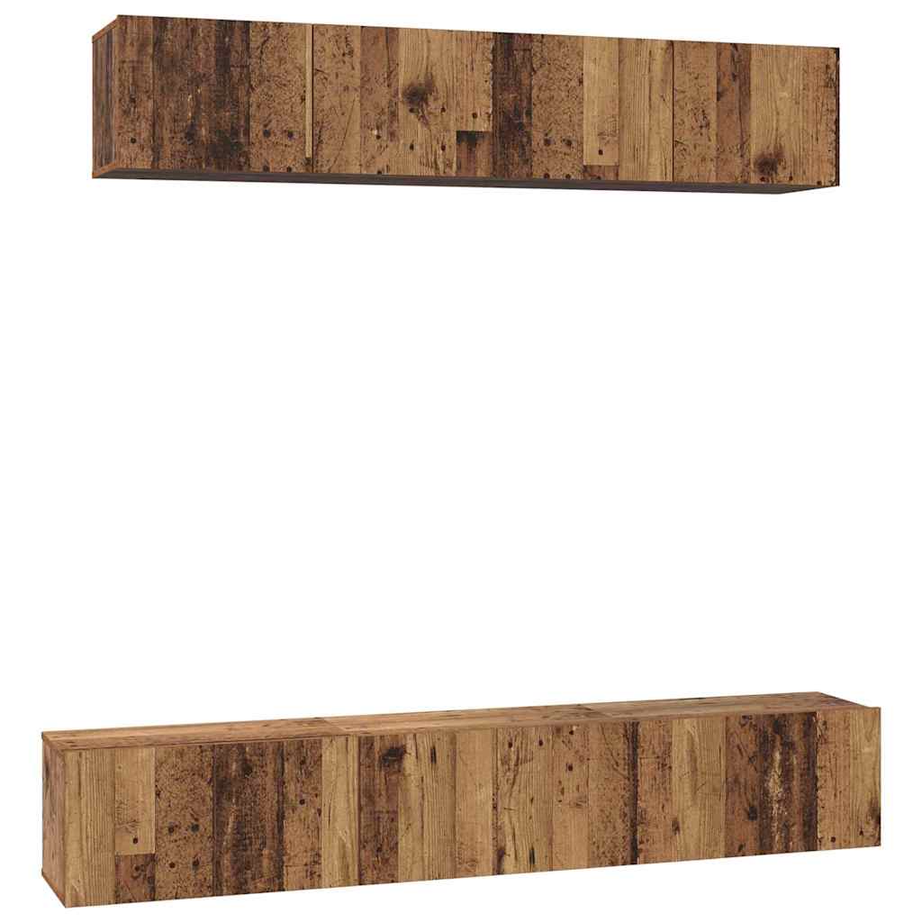 TV-Schrankset Wandmontiert 5 pcs Altholz Holzwerkstoff