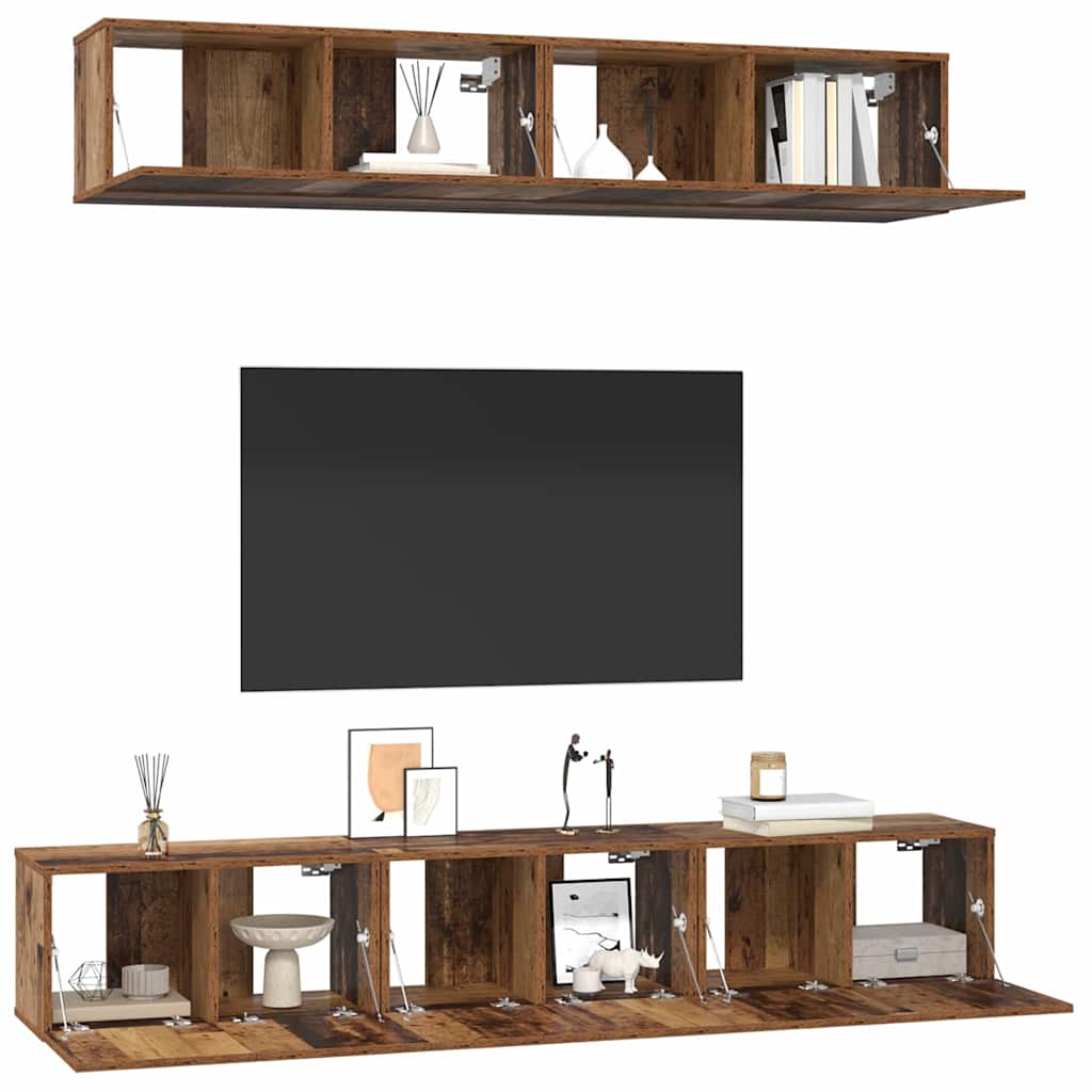 TV-Schrankset Wandmontiert 5 pcs Altholz Holzwerkstoff