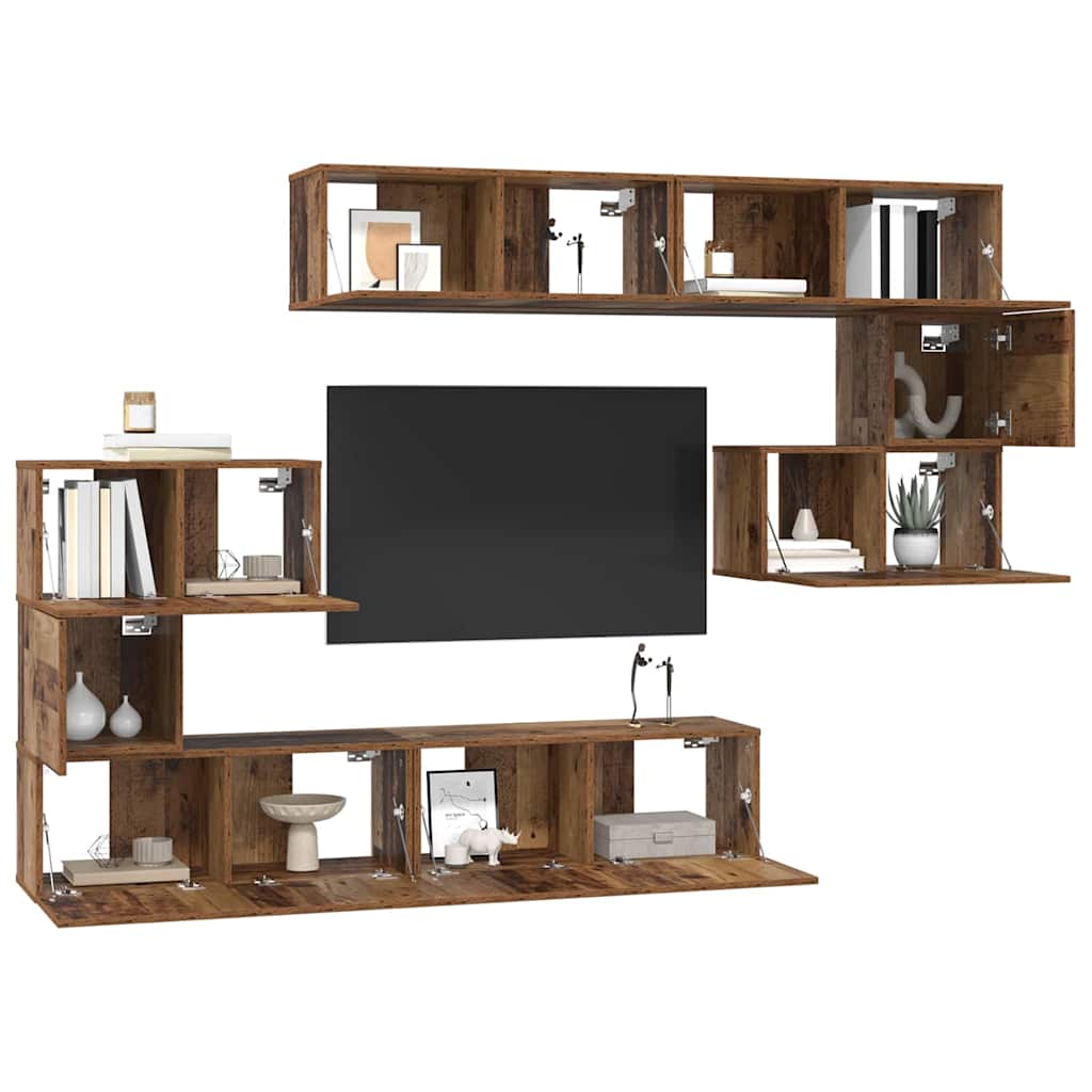 TV-Schrankset Wandmontiert 8 pcs Altholz Holzwerkstoff