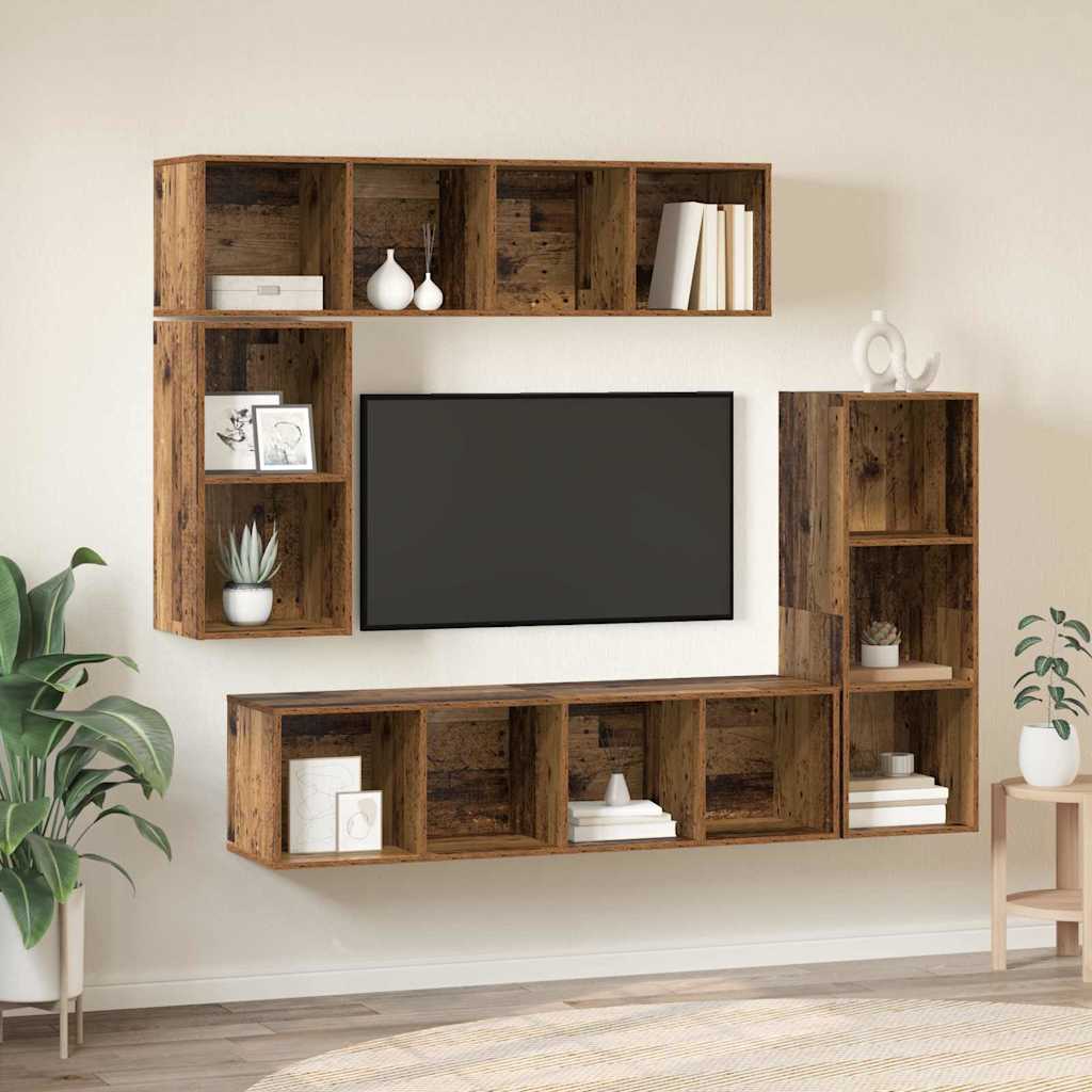 TV-Schrankset Wandmontiert 4 pcs Altholz Holzwerkstoff