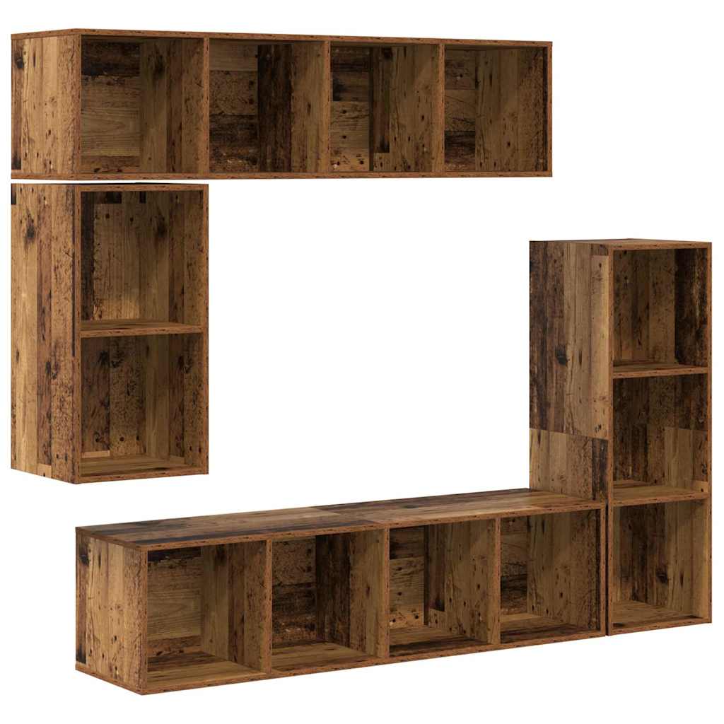 TV-Schrankset Wandmontiert 4 pcs Altholz Holzwerkstoff