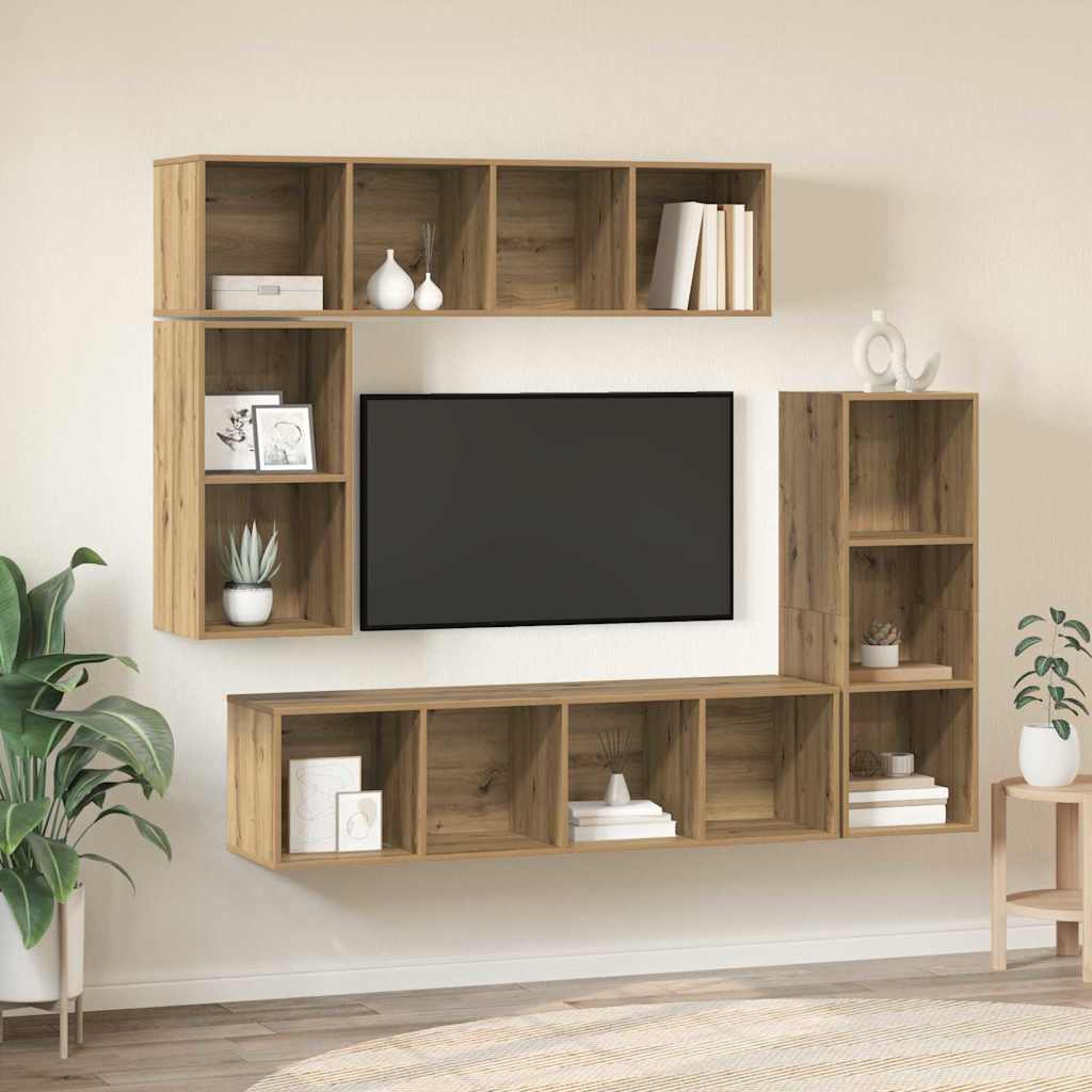 TV-Schrankset Wandmontiert 4 pcs Artisan-Eiche Holzwerkstoff