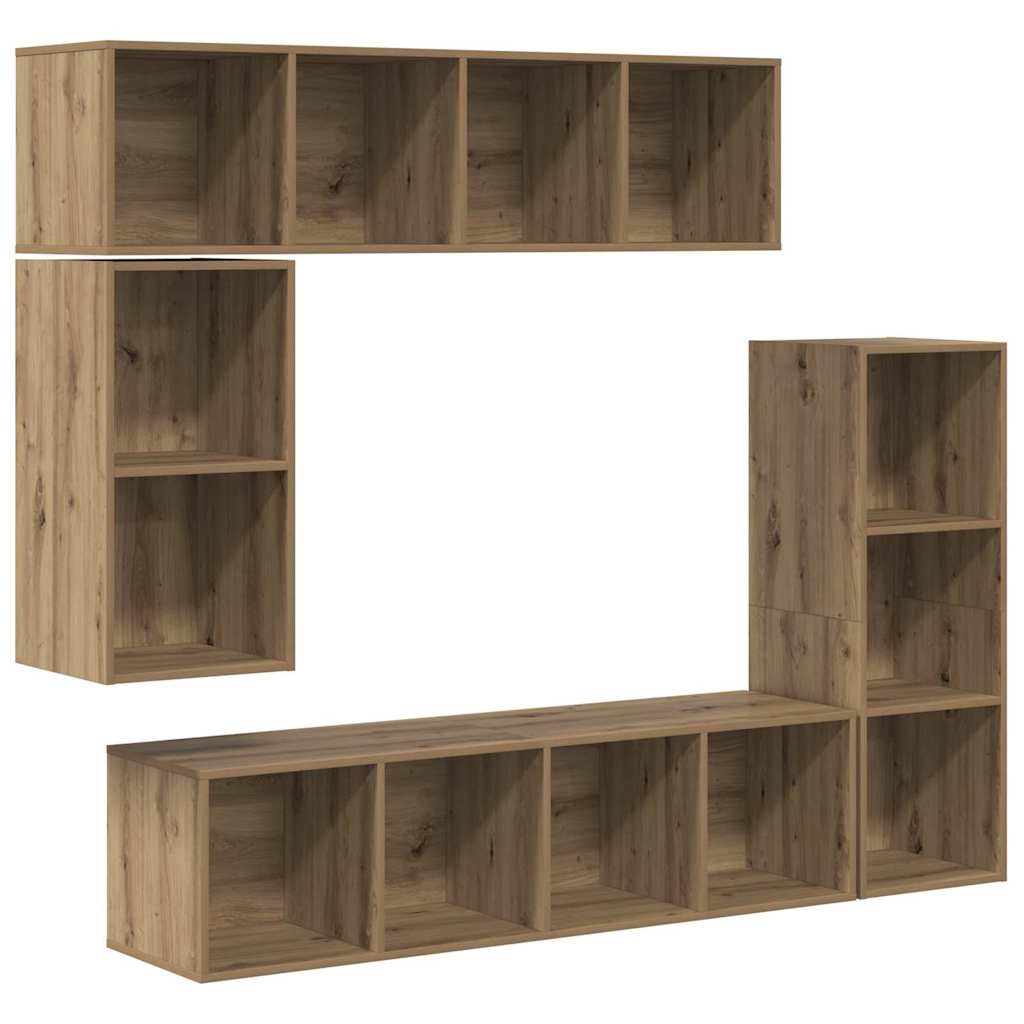 TV-Schrankset Wandmontiert 4 pcs Artisan-Eiche Holzwerkstoff