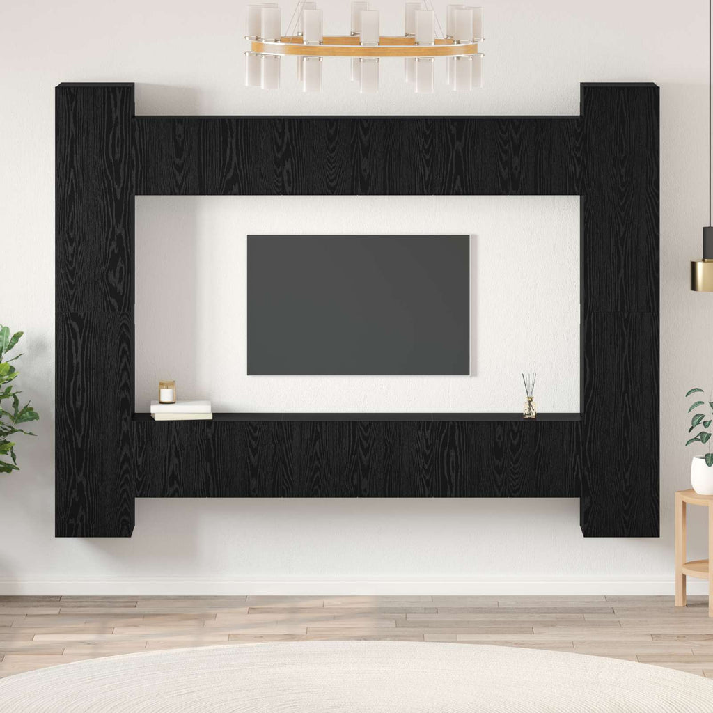 TV-Schrankset 10 pcs Schwarz Eichen-Optik 30,5 x 30 x 90 cm