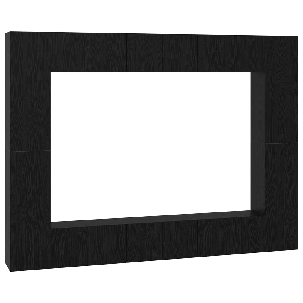 TV-Schrankset 10 pcs Schwarz Eichen-Optik 30,5 x 30 x 90 cm