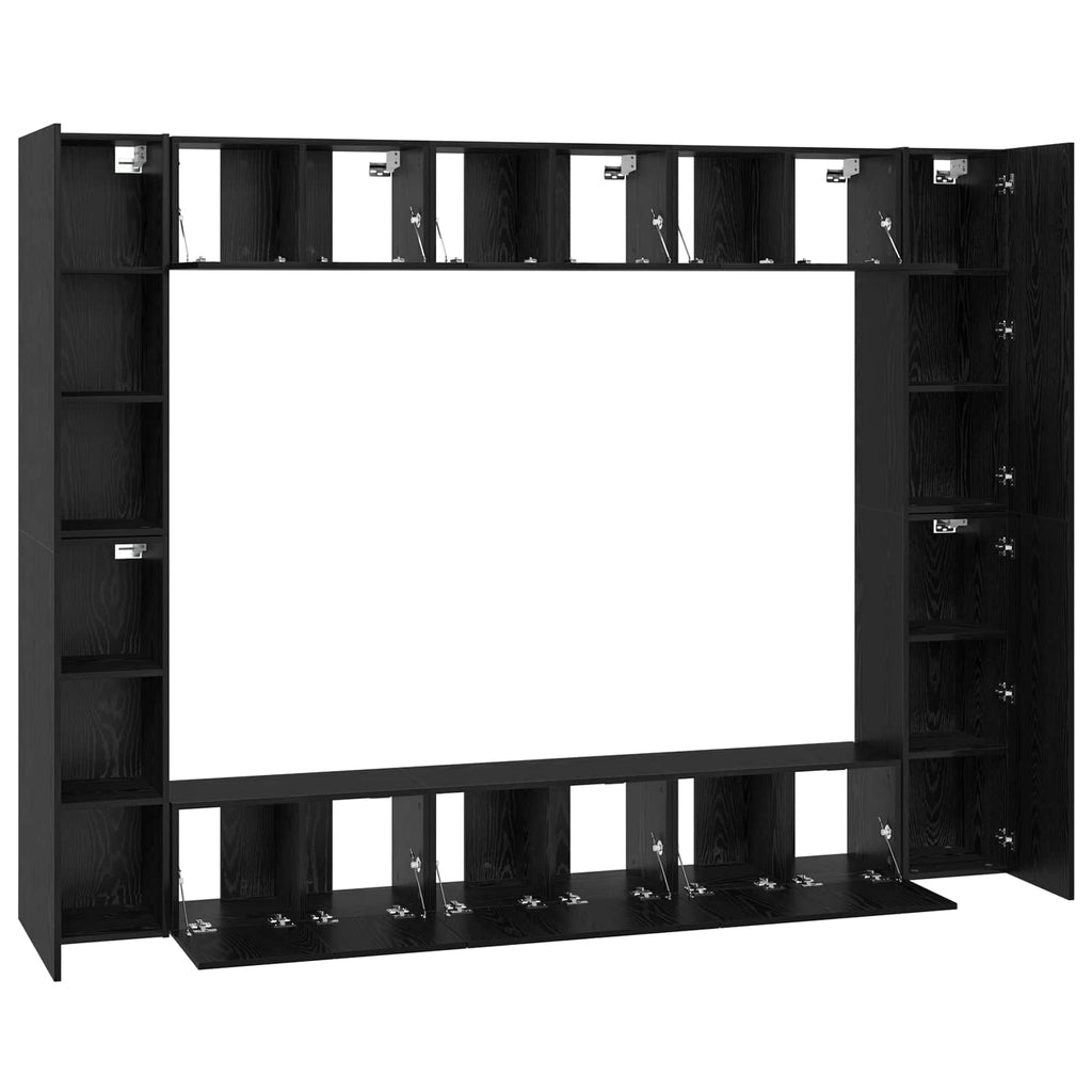 TV-Schrankset 10 pcs Schwarz Eichen-Optik 30,5 x 30 x 90 cm