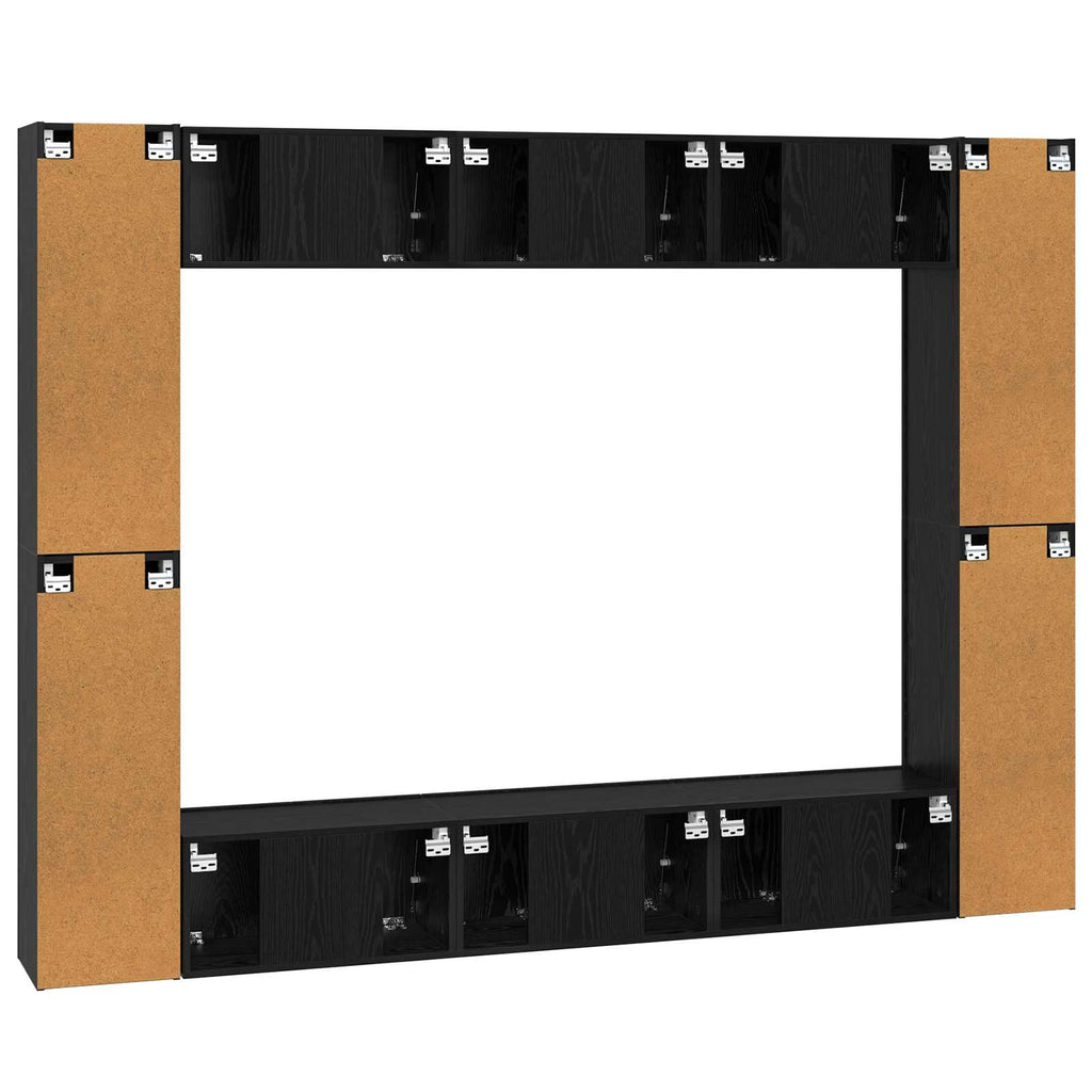 TV-Schrankset 10 pcs Schwarz Eichen-Optik 30,5 x 30 x 90 cm