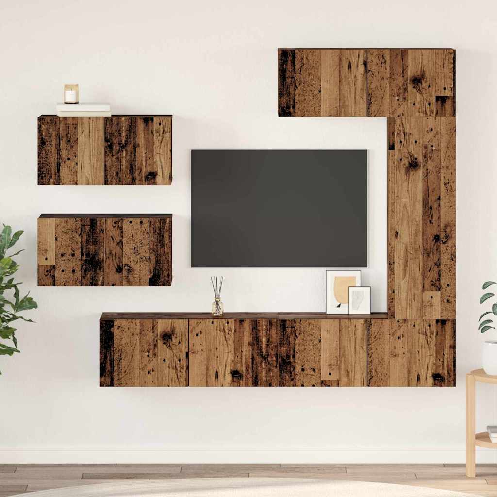 TV-Schrankset Wandmontiert 6 pcs Altholz Holzwerkstoff