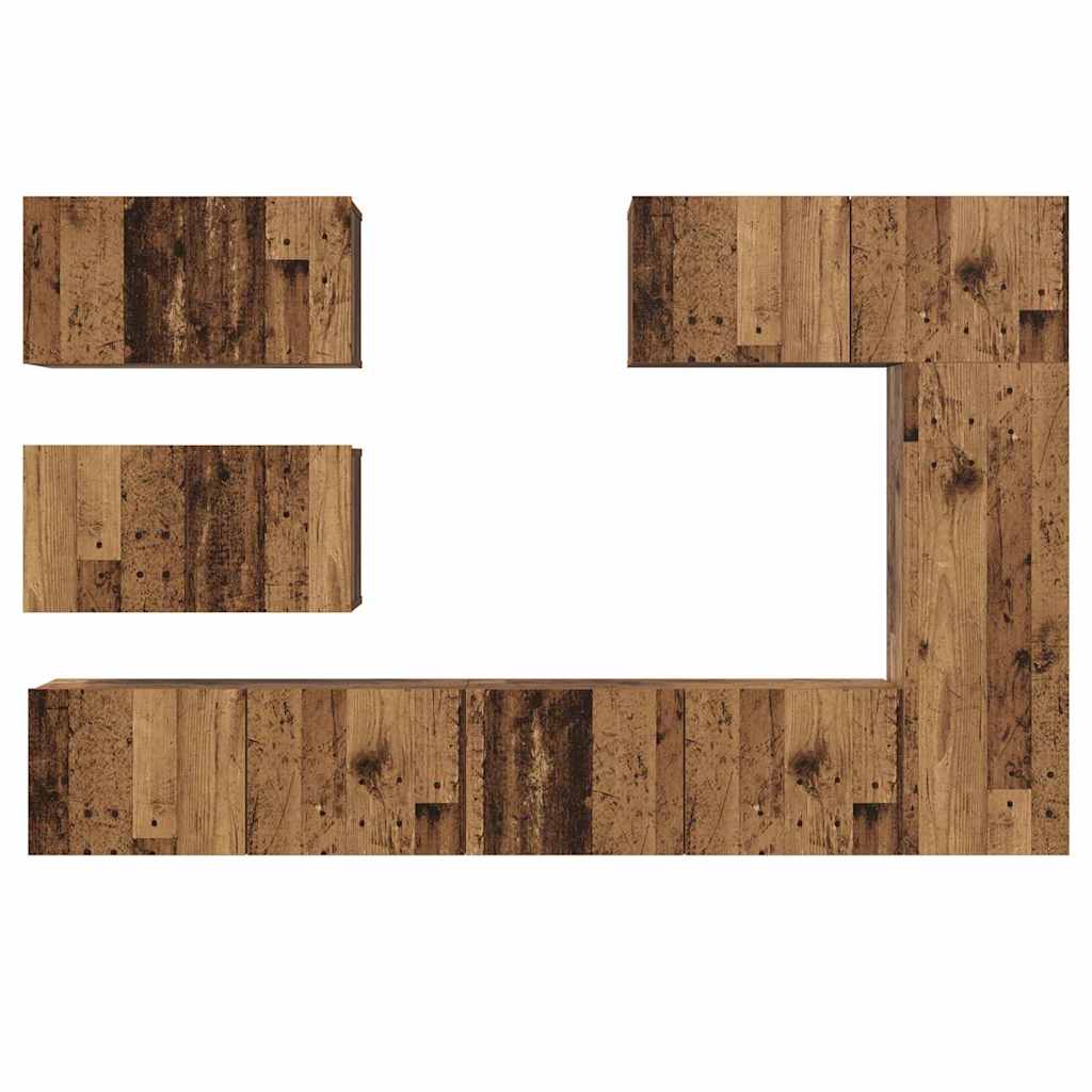 TV-Schrankset Wandmontiert 6 pcs Altholz Holzwerkstoff