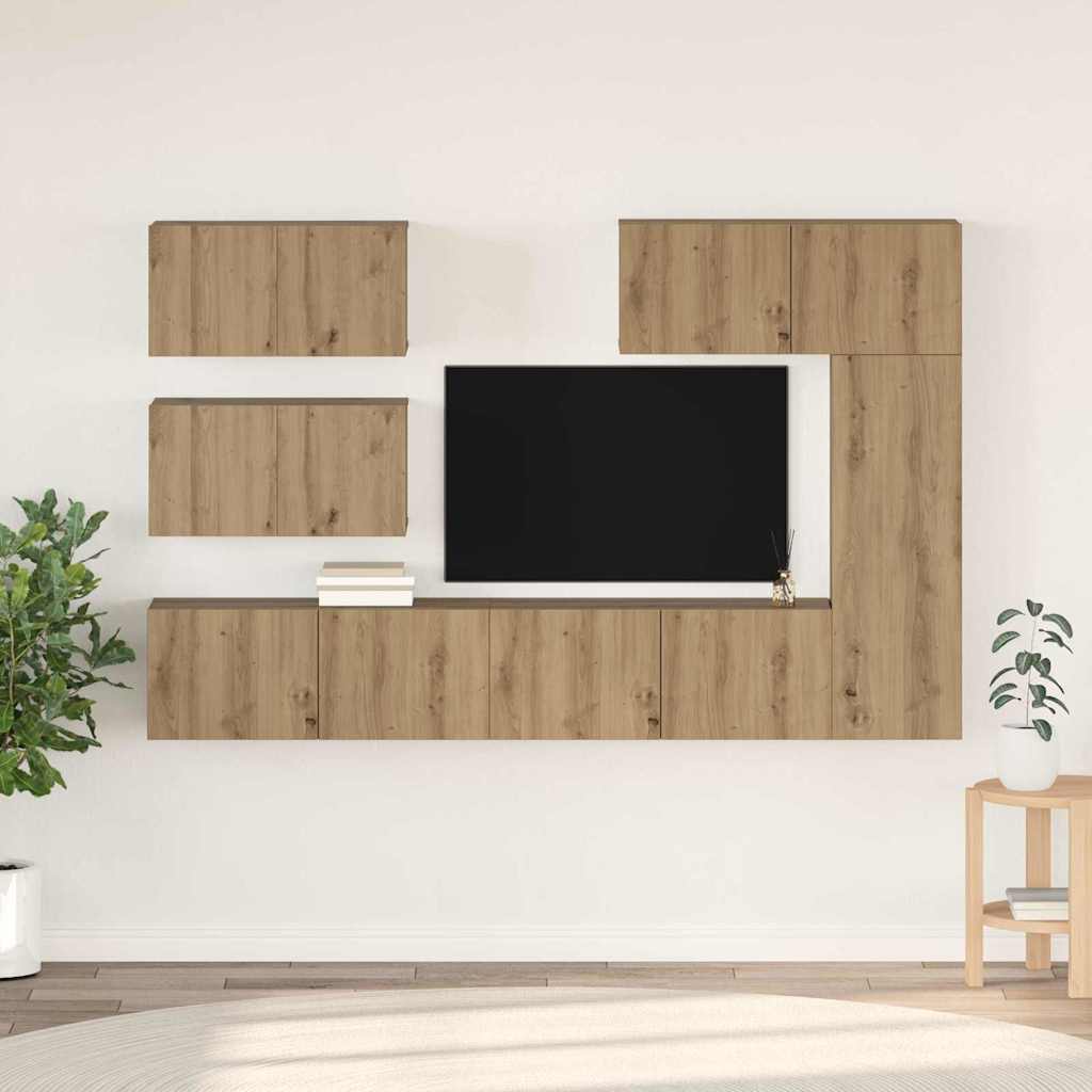 TV-Schrankset Wandmontiert 6 pcs Artisan-Eiche Holzwerkstoff