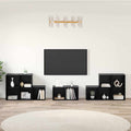 TV-Schrank Set 8 pcs Schwarz Eichen-Optik Holzwerkstoff