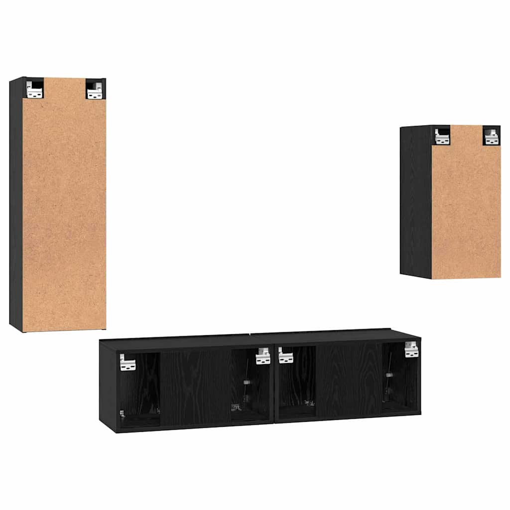 TV-Schrankset 4 pcs Schwarz Eichen-Optik Holzwerkstoff