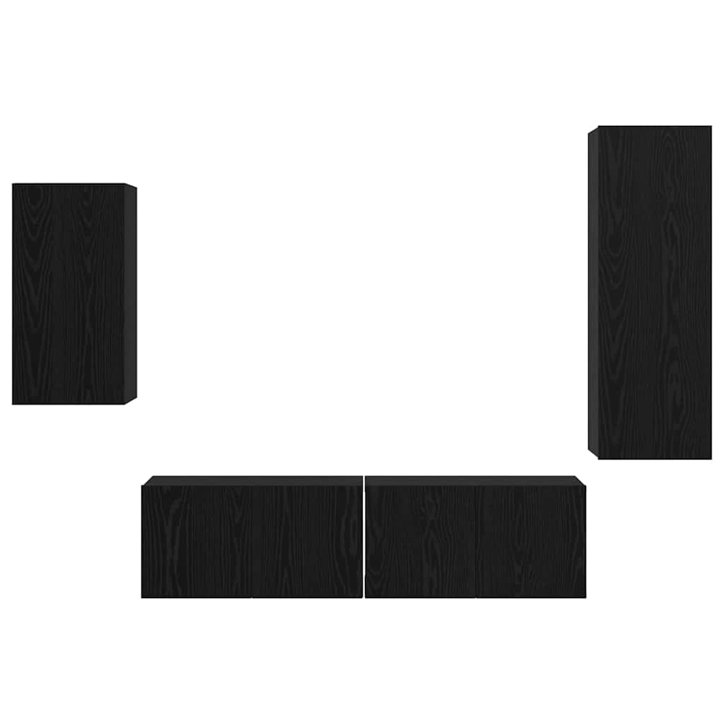 TV-Schrankset 4 pcs Schwarz Eichen-Optik Holzwerkstoff