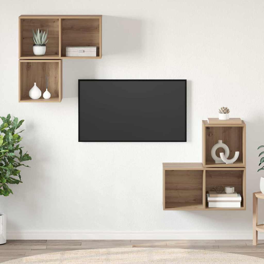 TV-Schrankset Wandmontiert 4 pcs Artisan-Eiche Holzwerkstoff