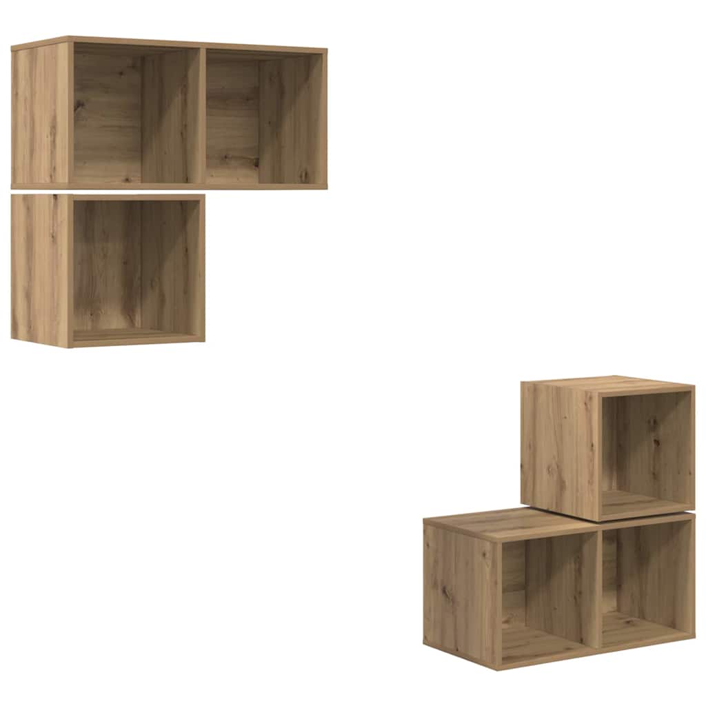 TV-Schrankset Wandmontiert 4 pcs Artisan-Eiche Holzwerkstoff