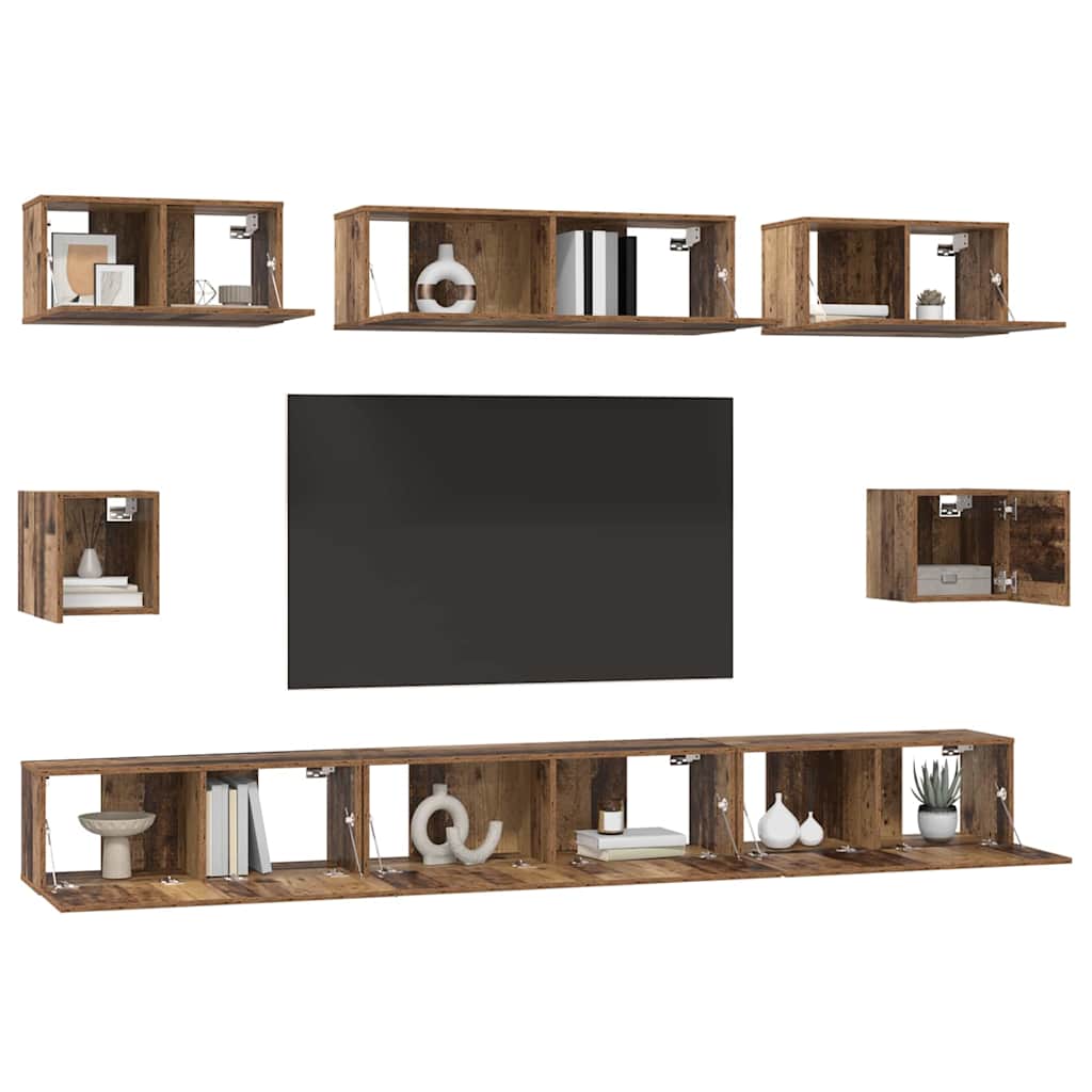 TV-Schrankset Wandmontiert 8 pcs Altholz Holzwerkstoff
