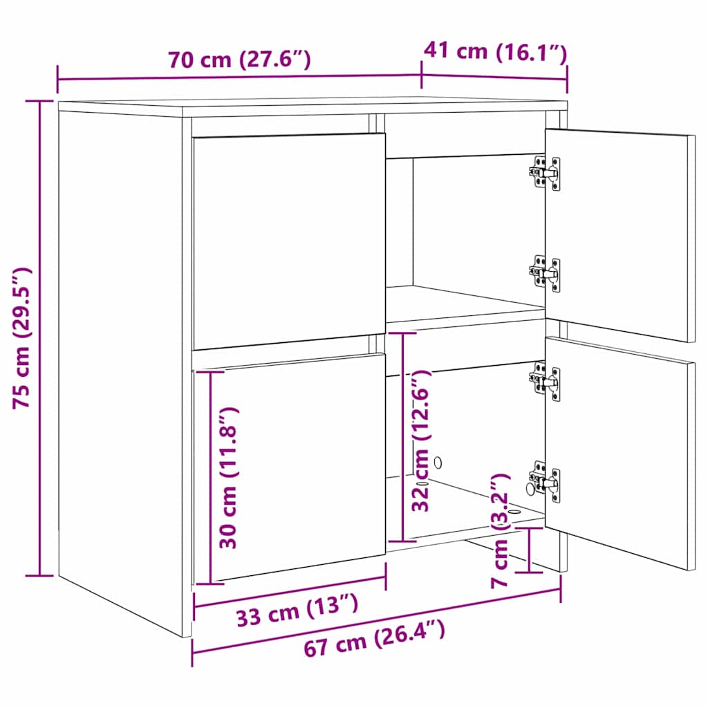Sideboard 2 pcs Altholz 70 x 41 x 75 cm Holzwerkstoff