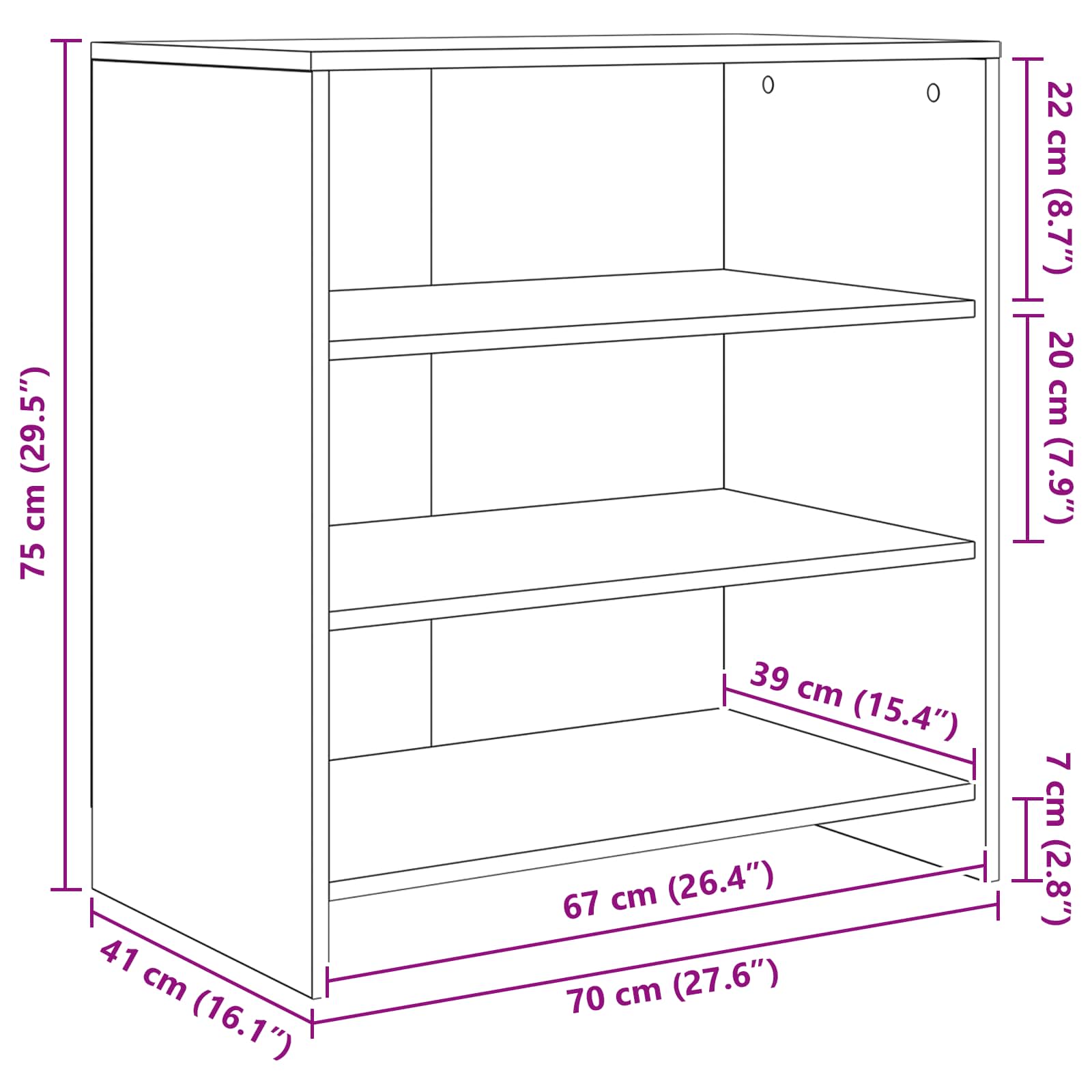 Sideboard 2 pcs Altholz 70 x 41 x 75 cm Holzwerkstoff
