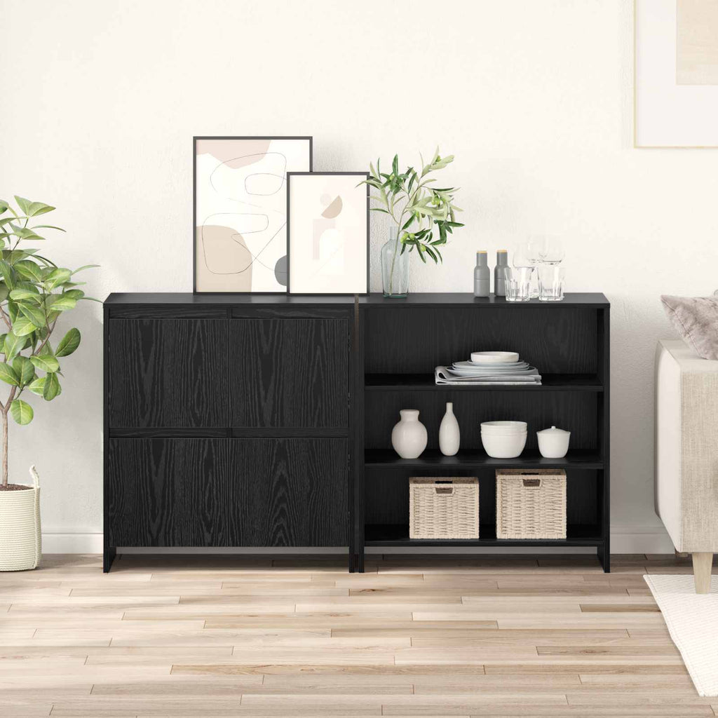 Sideboard 2 pcs Schwarz Eichen-Optik 70 x 41 x 75 cm