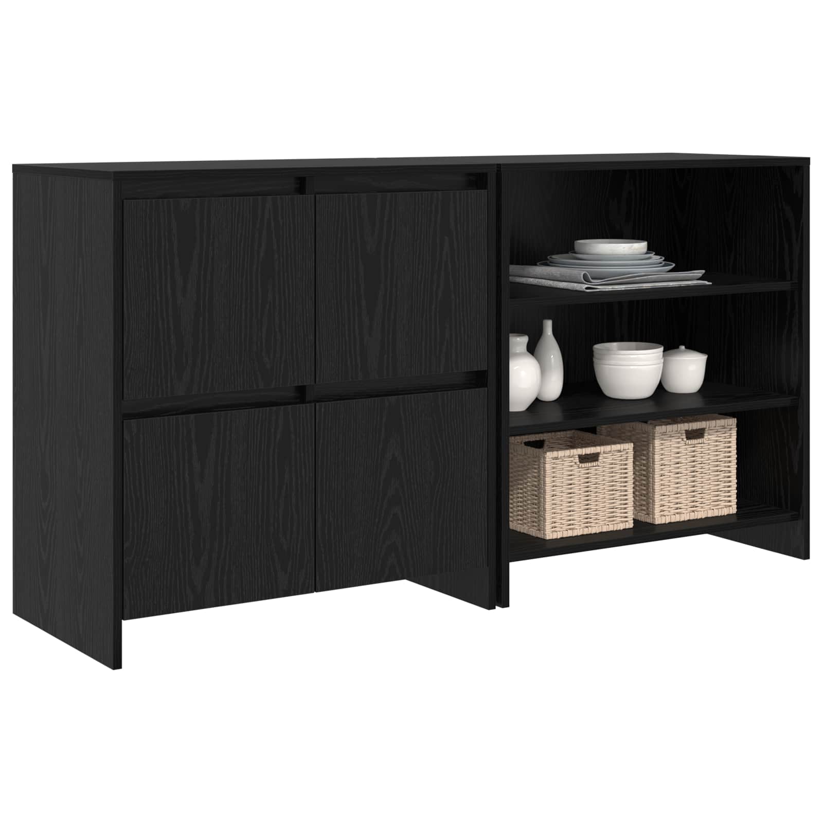 Sideboard 2 pcs Schwarz Eichen-Optik 70 x 41 x 75 cm